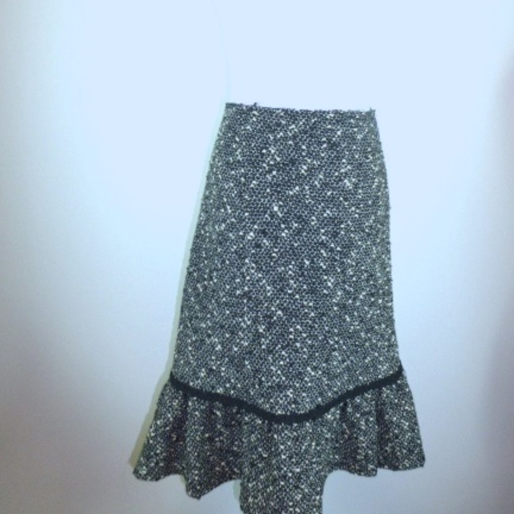 Nanette Lepore black tweed midi skirt L